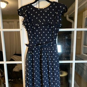 Navy blue polka dot ESHAKTI dress Size 4